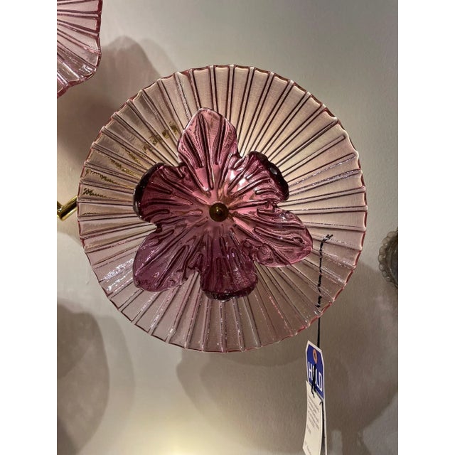 Modern Murano Glass Flower Form Wall Art For Sale - Image 4 of 6