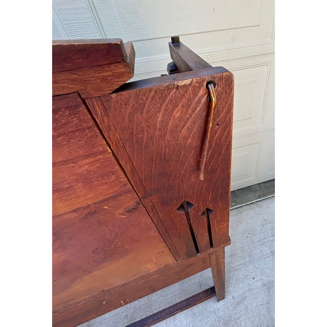 Mission Oak Art & Crafts Drop Leaf Desk Secretary With Pair Stained Glass Lamps For Sale - Image 9 of 14