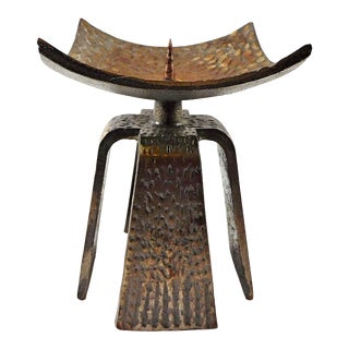 1970s Brutalist Cast Iron Candlestick Japan For Sale
