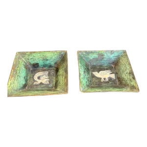 Set of Two Copper Trays by Graziella Laffi, Animal Design, Peru, 1960s