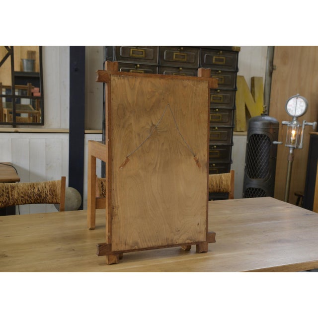 Wood Vintage Brutalist Style Oak Mirror, 1950s For Sale - Image 7 of 9
