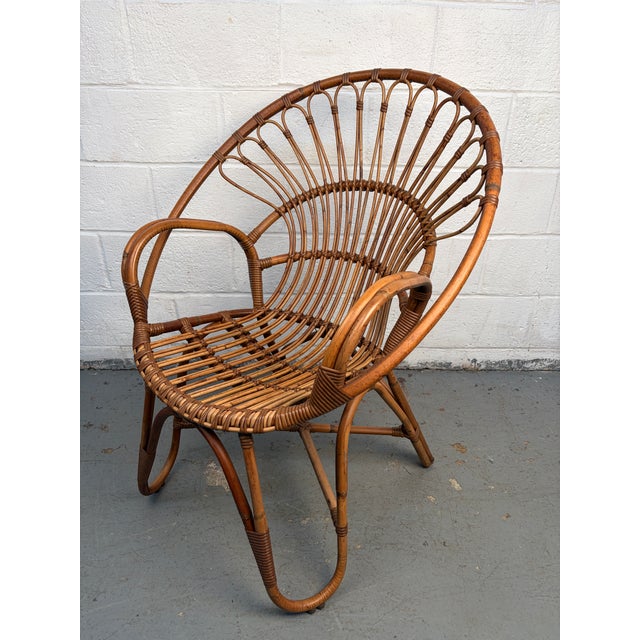 Vintage Bamboo and Rattan Lounge Chair For Sale - Image 4 of 14
