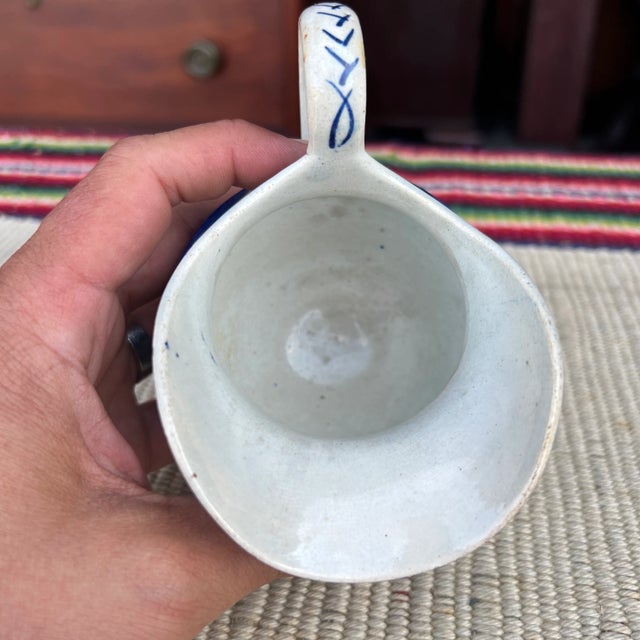 Antique Staffordshire Leeds Pearlware Blue Decorated Creamer, 1820’s For Sale - Image 11 of 12