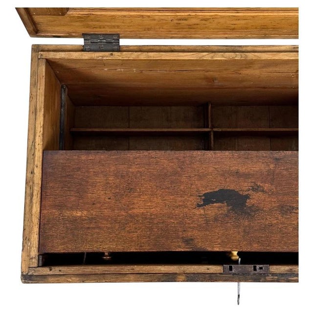 Antique Victorian Pine Fitted Chest Coffer For Sale - Image 4 of 12