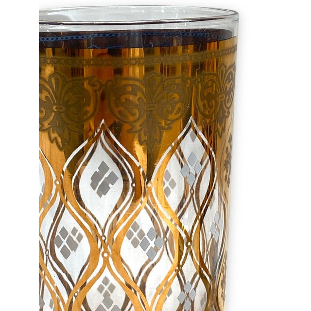 Art Deco Morphew Abode Mid Century Black & Gold Art Deco Fred Press Hollywood Regency Printed Glasses- Set of 4 For Sale - Image 3 of 11