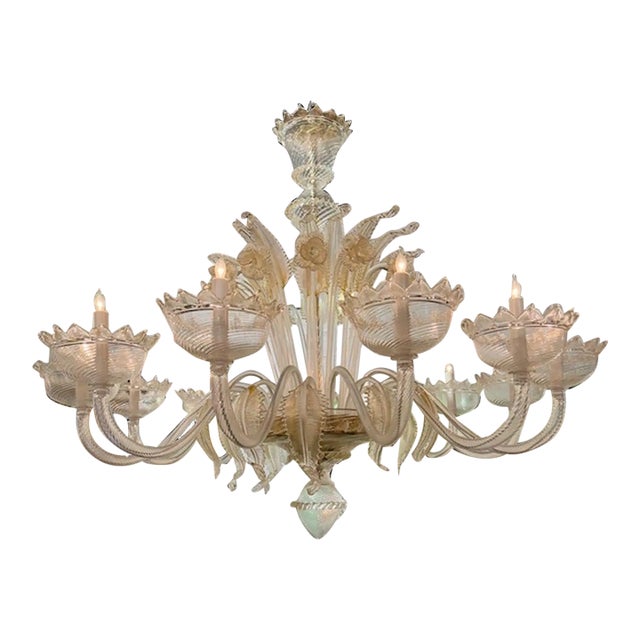 Large Scale Italian Murano Glass Venetian Style Chandelier For Sale