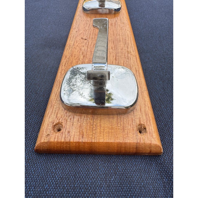 Mid 20th Century Mid Century Modern Nautical Teakwood & Polished Chrome Plated Coat/Hat Rack For Sale - Image 9 of 12