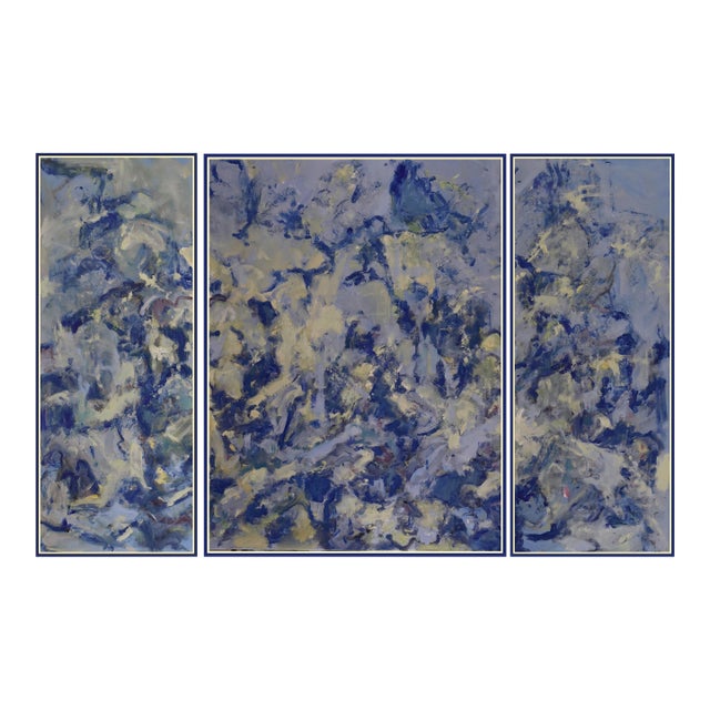 Forest Nocturne #2' Large One of a Kind Triptych Oil Painting by American Expressionist George Brinner, Framed For Sale