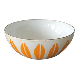 1960s Cathrineholm True Orange & White Lotus Bowl For Sale