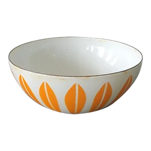 1960s Cathrineholm True Orange & White Lotus Bowl