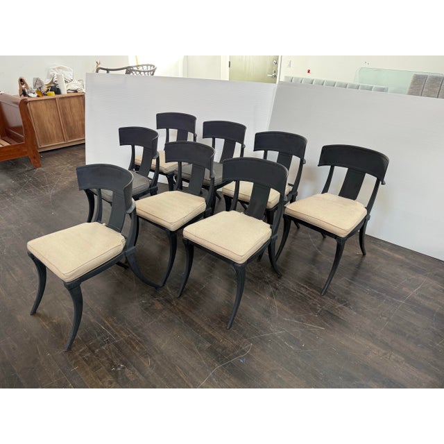 Restoration Hardware Outdoor Klismos Pedestal Table + Klismos Chairs Patio, Set of Seven For Sale In San Francisco - Image 6 of 12