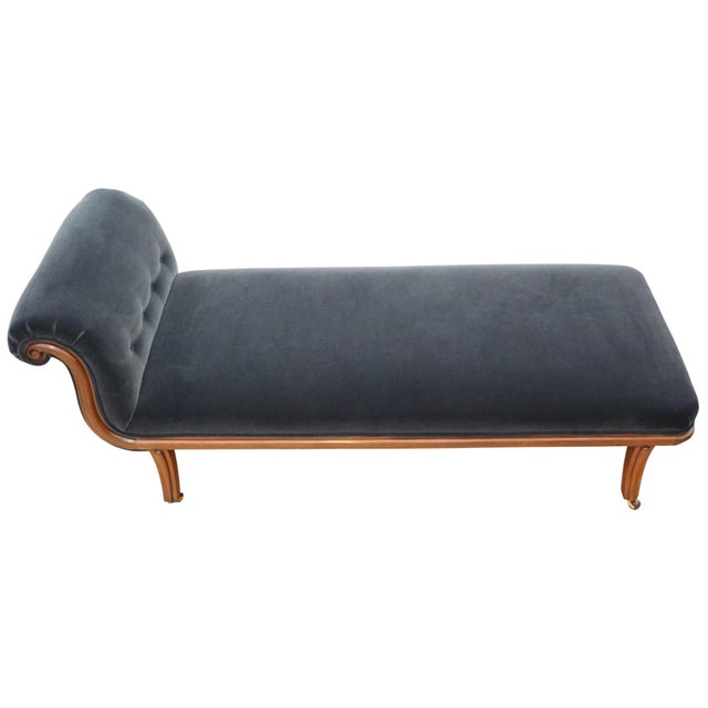 Blue Antique Mahogany Chaise Lounge, 19th Century For Sale - Image 8 of 13