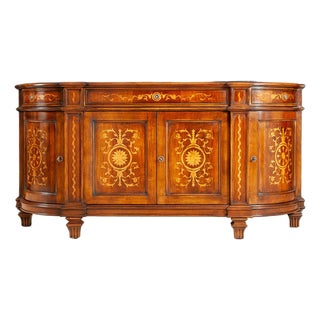 Handcrafted Italian Marquetry Wood Sideboard For Sale