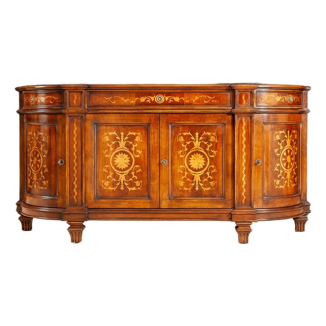 Handcrafted Italian Marquetry Wood Sideboard For Sale