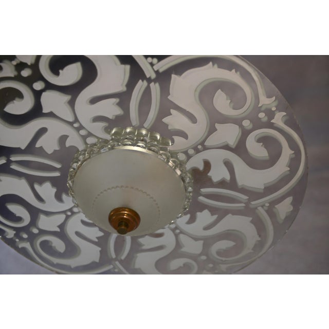 Art Deco Pendant Light in Frosted and Mirrored Glass, 1940s For Sale - Image 3 of 10