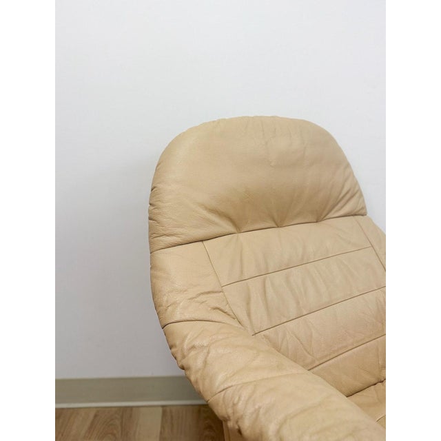 Danish Made Tan Leather Cantilever Armchair Vintage MCM by Verikon Furniture For Sale - Image 12 of 13
