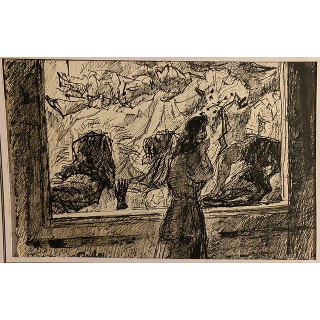 Figures in the Museum is an original black and white drawing in pen on ivory-colored paper, realized by the french artist...