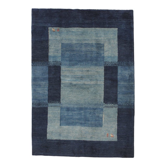 Vintage Hand-Knotted Persian Gabbeh Rug 4'9" X 6'10" For Sale