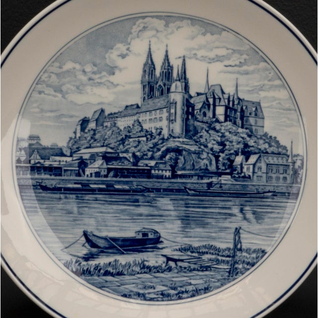 Blue Hand-Painted Porcelain Plates with City Motifs from Meissen, 2010s, Set of 2 For Sale - Image 8 of 10