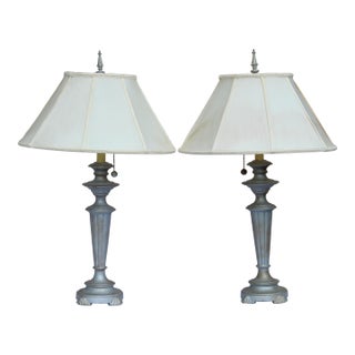 Pair of Vintage Decorator Table Lamps With Westwood Shades For Sale