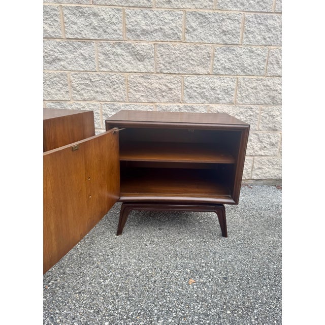 Brown Pair of 1960s Mid-Century Modern Walnut Nightstands With Recessed Panels For Sale - Image 8 of 12