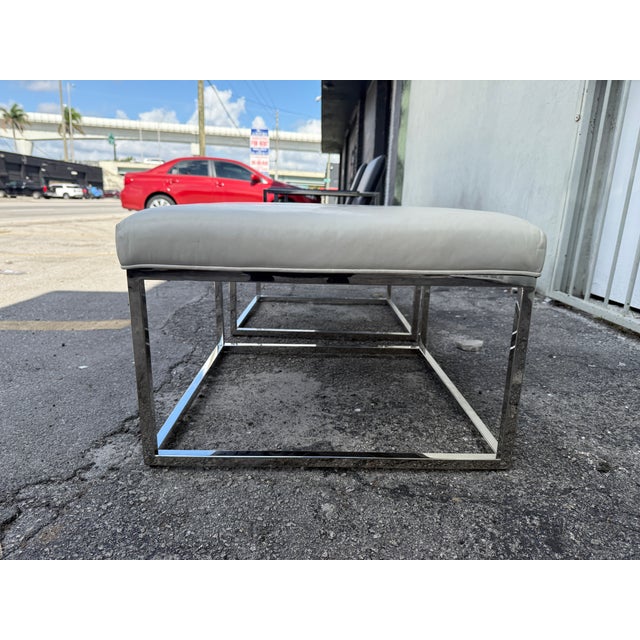 Mitchell Gold Mitchell Gold and Bob Williams Leather and Chrome Stools For Sale - Image 4 of 11