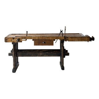 Antique Wooden Carpenters Workbench, 1890s For Sale