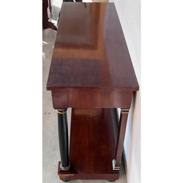 Metal Biedermeier Console With Ebonized Columns and Bronze Mounts and Drawer For Sale - Image 7 of 12