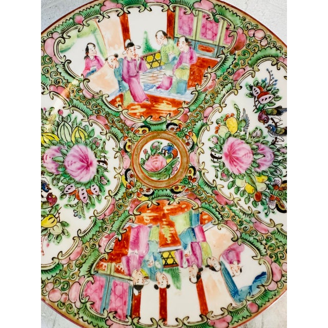1950s Rose Medallion Porcelain Plate For Sale - Image 5 of 6