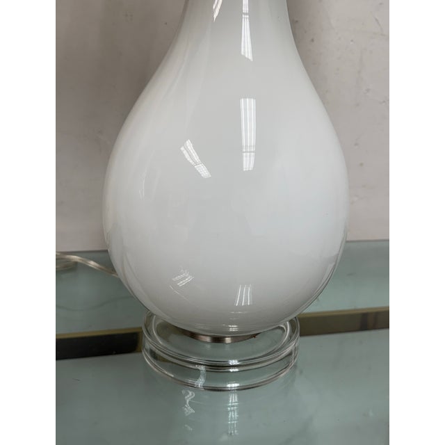 Transparent Opaline Teardrop Table Lamps, Pair For Sale - Image 8 of 12