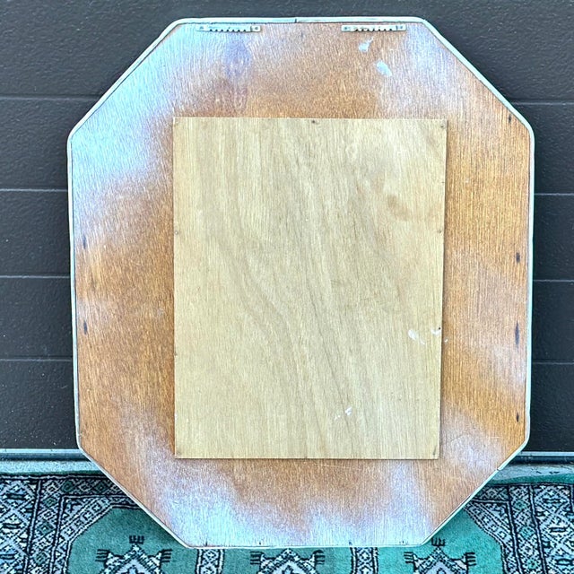 Vintage Petite White Painted Bamboo & Woven Rattan Wall Mirror For Sale In Philadelphia - Image 6 of 8