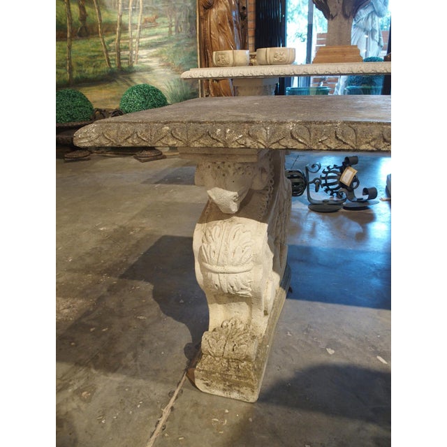 Italian Neoclassical Style Garden Table With Winged Rams Heads Decor, 1900s For Sale - Image 16 of 18