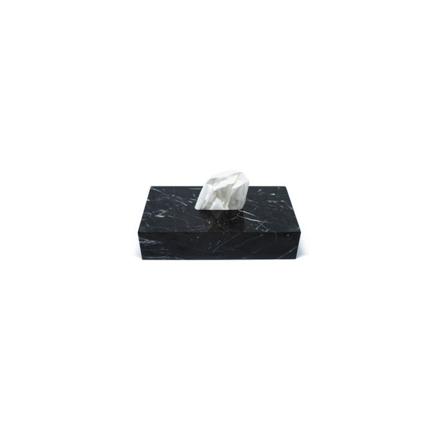 Not Yet Made - Made To Order Tissue Box Cover in Black Marble For Sale - Image 5 of 11