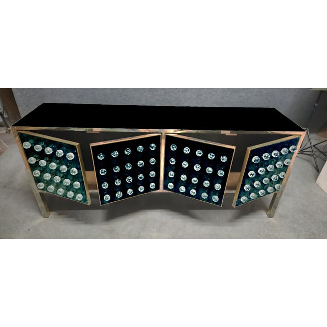 Black Brass and Murano Glass Sideboard with 120 Fused Spheres from Justfurnituress SRL For Sale - Image 8 of 13
