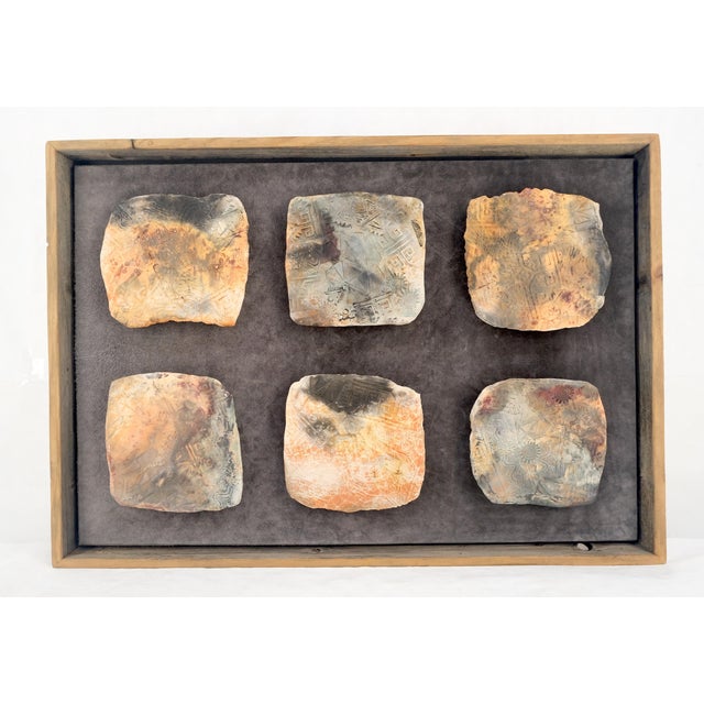 Harris Strong Large 33x47 Framed Fired Clay Wall Art Sculpture Abstract Textures Tray For Sale - Image 4 of 16