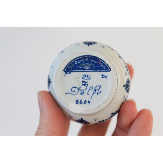 Mid 20th Century Vintage Blue & White Delft Miniature Ceramic Bud Vase For Sale - Image 5 of 6