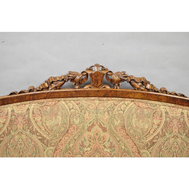 Antique Eastlake Victorian Carved Burl Walnut Parlor Set Sofa & 2 Chairs - 3 PCS For Sale - Image 10 of 18