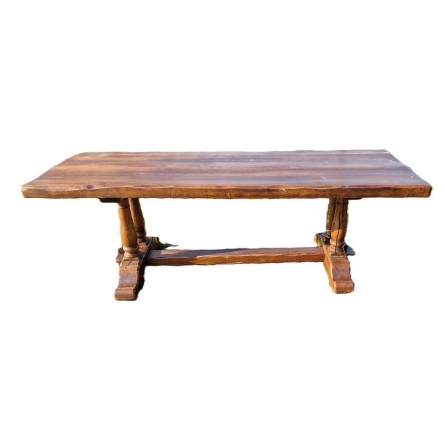 Wood Farm Table in Oak with Chairs and Benches, Set of 5 For Sale - Image 7 of 11