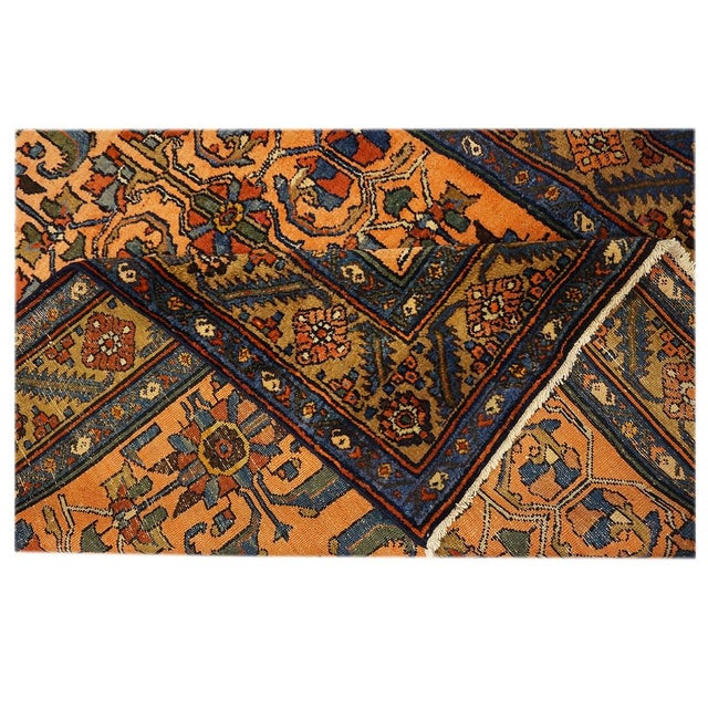 1920s Antique Persian Lilihan Wool 5x7 Yellow, Orange & Blue Handmade Area Rug #9902439 For Sale - Image 5 of 5