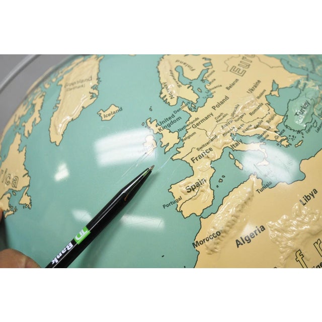Vintage Nystrom 16" Large Sculptural Relief Classroom Double Axis World Globe For Sale - Image 11 of 17