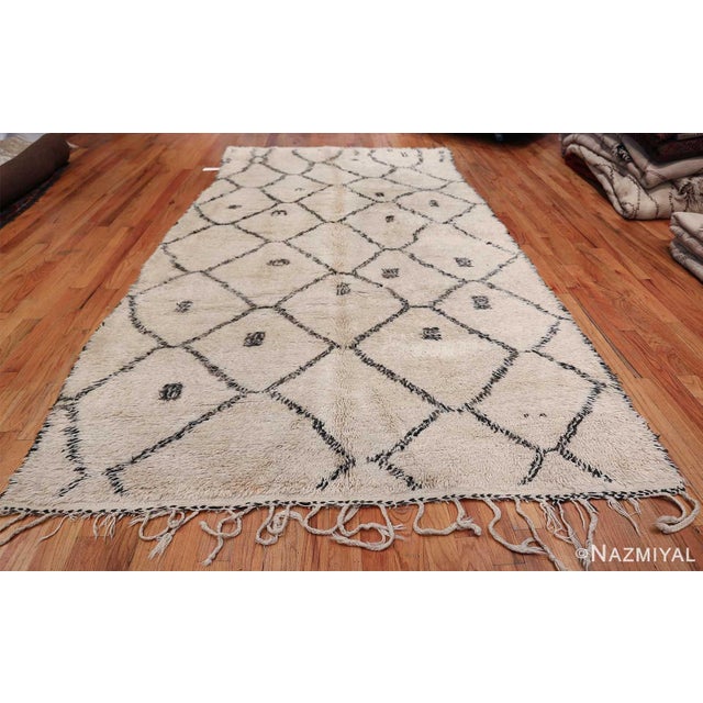Ivory Nazmiyal Collection Ivory Shag Vintage Beni Ourain Moroccan Rug For Sale - Image 8 of 8