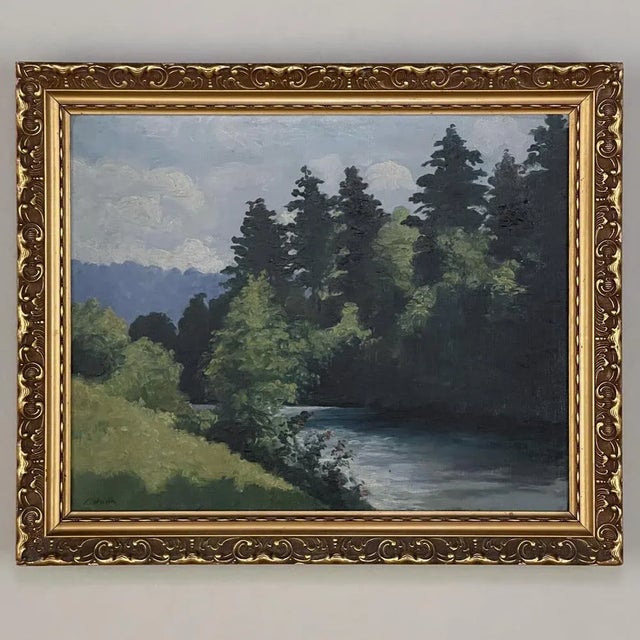 Antique Framed Oil Painting on Canvas by Xavier Wurth (1869-1933) For Sale - Image 13 of 13