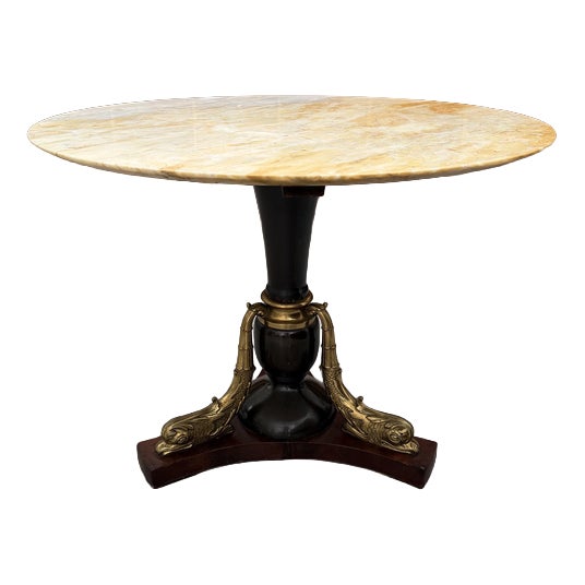 Empire Brass and Onyx Table, 1950s For Sale