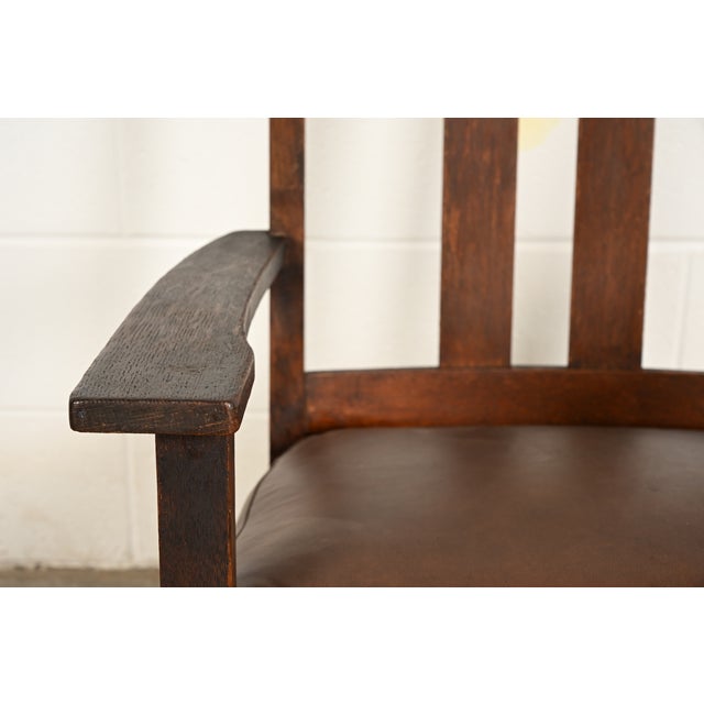 Limbert Antique Mission Oak Arts & Crafts Rocking Chair, Circa 1910 For Sale In South Bend - Image 6 of 13