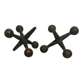 1960s Mid Century Jacks Bookends / Paperweights in the Style of George Nelson Bill Curry - a Pair For Sale