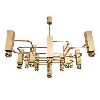 Geometric Brass Chandelier by Gaetano Sciolari for Boulanger, 1970s For Sale