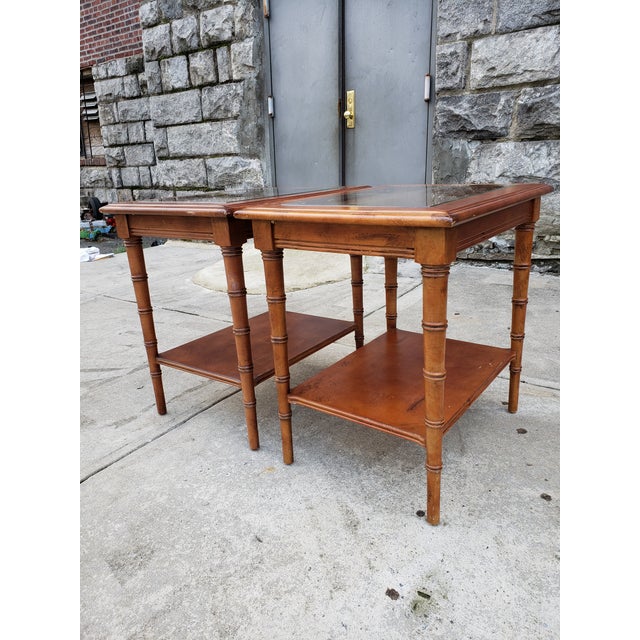 Vintage Lane Faux Bamboo and Cane End Tables-A Pair | Chairish
