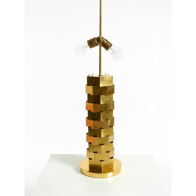 Large Brass Table Lamp with an Illuminated Base by Vereinigte Werkstätten, 1960s For Sale - Image 6 of 18
