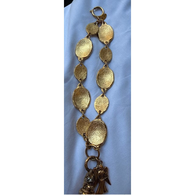 French 24k Gold Plated Rare 1990s Chanel Charm Bracelet For Sale - Image 3 of 3