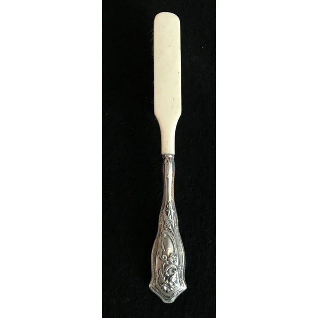 French Late 19th Century Small Antique French Silver/Bone Brush For Sale - Image 3 of 9